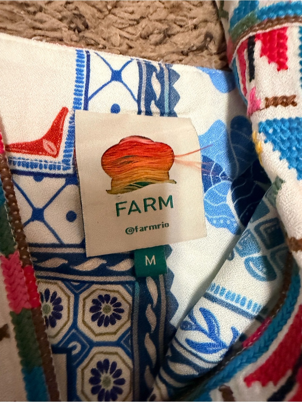 FARM Rio White Tropical Print Mini Dress with Blue, Green & Red Accents - Picture 2 of 3